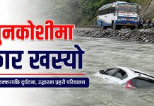 सुनकोशी नदीमा कार खस्यो, उद्धारका लागि प्रहरी परिचालन